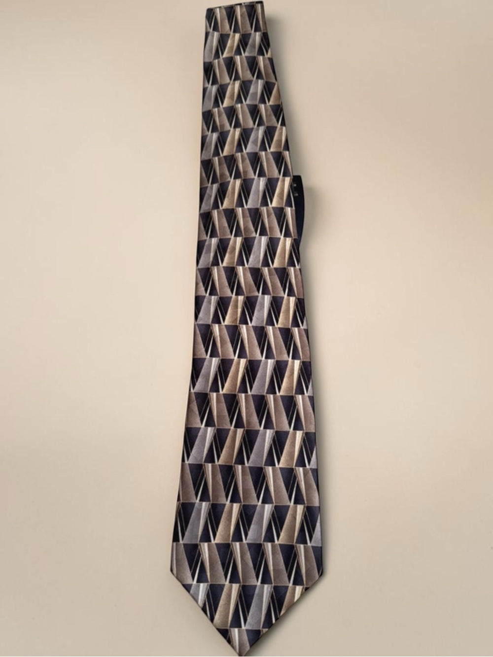 Pierre Cardin Geometric Tie in Black, Gray & Cream